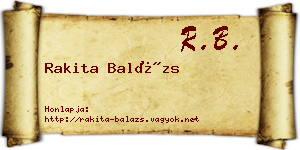 Rakita Balázs névjegykártya