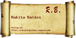 Rakita Balázs névjegykártya